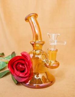 Burning Love Belle Of The Ball Water Pipe- Gold Iridescent Bongs 12 Burning Love Belle Of The Ball Water Pipe- Gold Iridescent Bongs