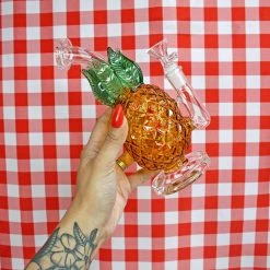 Burning Love Pineapple Water Pipe- Amber Glass Bongs