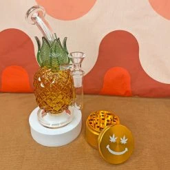 Burning Love Pineapple Water Pipe- Amber Glass Bongs