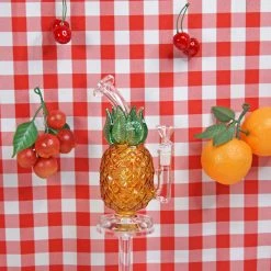 Burning Love Pineapple Water Pipe- Amber Glass Bongs