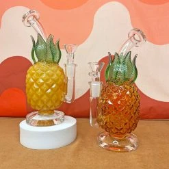 Burning Love Pineapple Water Pipe- Amber Glass Bongs