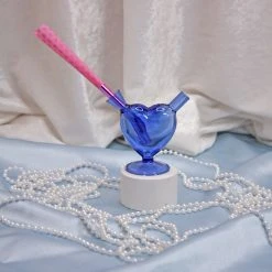 Burning Love Joint Accessories Mini Heart Bubbler- Blue