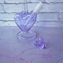 Burning Love Heart Water Pipe- Lavender
