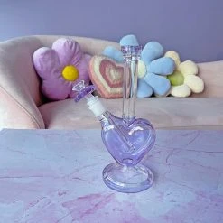 Burning Love Heart Water Pipe- Lavender