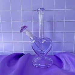 Burning Love Heart Water Pipe- Lavender