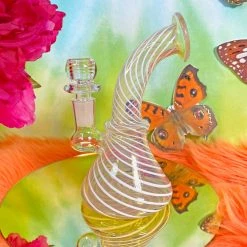 Burning Love Yellow Groovy Swirl Bong