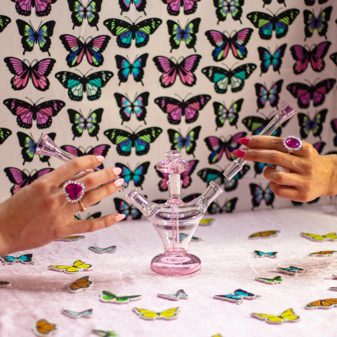 Burning Love Lovebirds Water Pipe- Pink 3 Burning Love Lovebirds Water Pipe- Pink