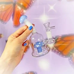 Burning Love Pipes Micro Mushroom Water Pipe- Periwinkle