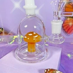 Burning Love Micro Mushroom Water Pipe- Amber