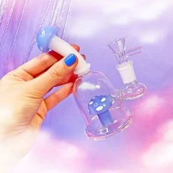 Burning Love Pipes Micro Mushroom Water Pipe- Periwinkle