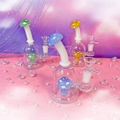 Burning Love Micro Mushroom Water Pipe- Amber