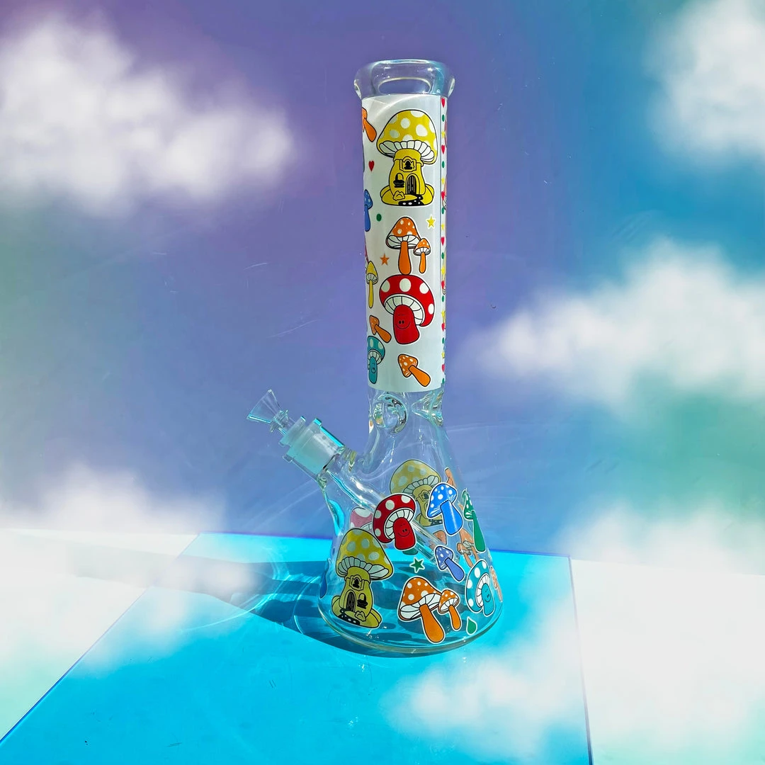 Burning Love 14" XL Rainbow Mushroom Bong Bongs 4 Burning Love 14" XL Rainbow Mushroom Bong Bongs