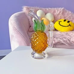 Burning Love Pineapple Water Pipe- Amber Glass Bongs