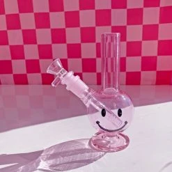 Burning Love Smiley Mini Bong- Pink Bongs