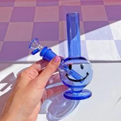 Burning Love Smiley Mini Bong- Blue
