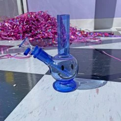 Burning Love Smiley Mini Bong- Blue