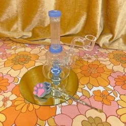 Burning Love Mini Fluted Water Pipe- Jade Blue Pipes