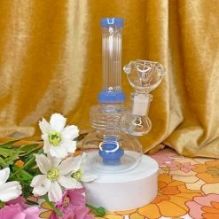 Burning Love Mini Fluted Water Pipe- Jade Blue Pipes