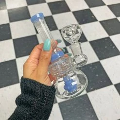 Burning Love Mini Fluted Water Pipe- Jade Blue Pipes