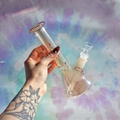 Burning Love Opalescent Beaker Bong- Amber