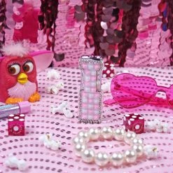 Burning Love Fancy Flame Lighter- Pink/white Checker Lighters