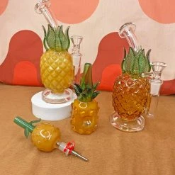 Burning Love Pineapple Water Pipe- Amber Glass Bongs