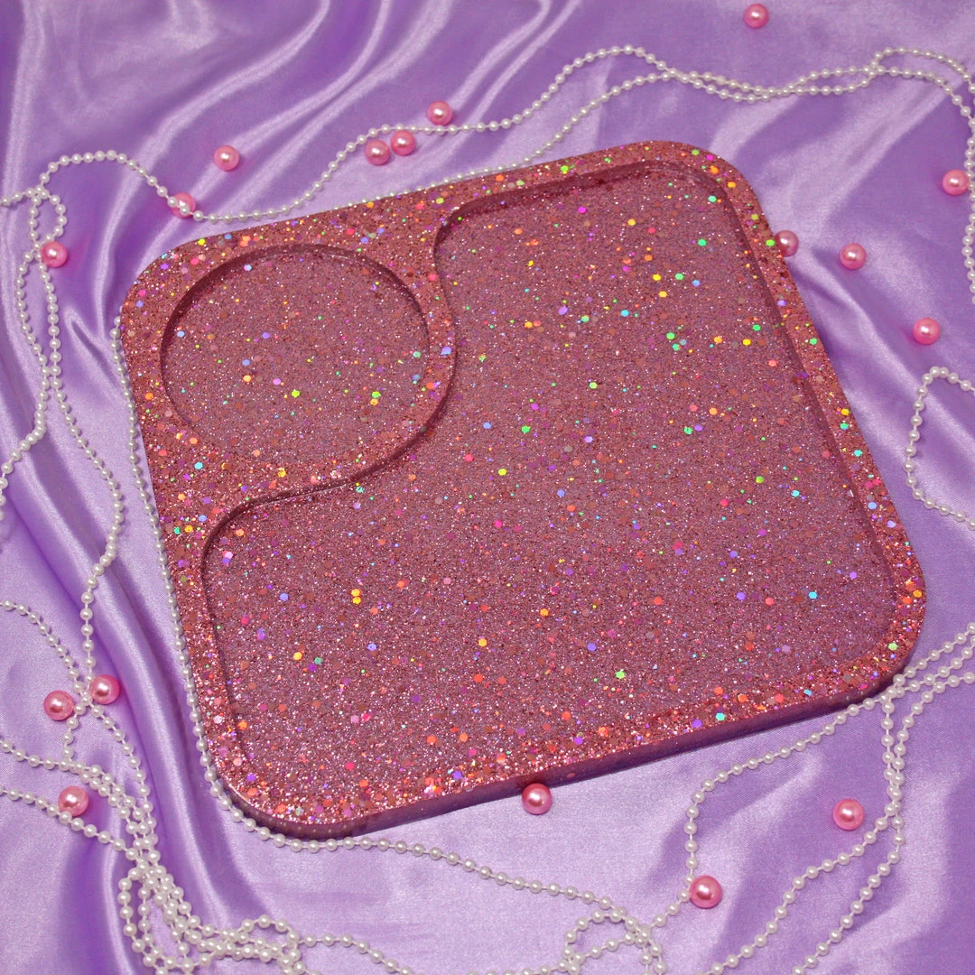 Shop Burning Love Pink Glitter Resin Rolling Tray 3 Shop Burning Love Pink Glitter Resin Rolling Tray