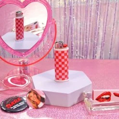 Burning Love Lighters Lighter Case- Pink Checkerboard