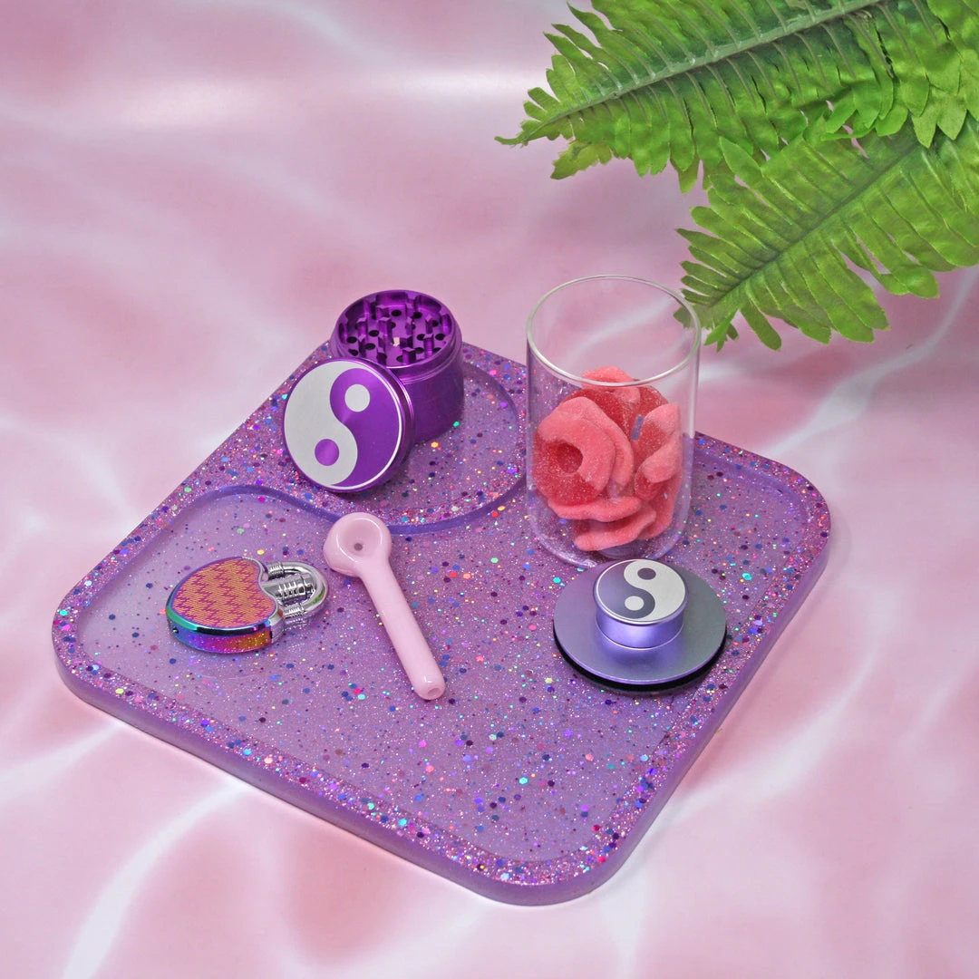 Shop Burning Love Purple Glitter Resin Rolling Tray 7 Shop Burning Love Purple Glitter Resin Rolling Tray