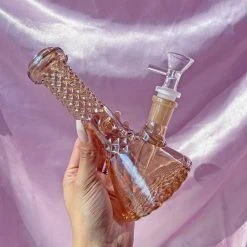 Burning Love Crystal Water Pipe- Rose Gold Iridescent