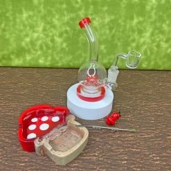 Burning Love Mini Mushroom Water Pipe- Red