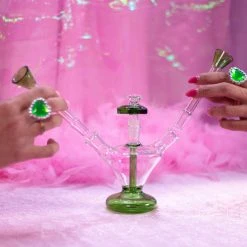 Burning Love Lovebirds Water Pipe- Green Bongs 13 Burning Love Lovebirds Water Pipe- Green Bongs