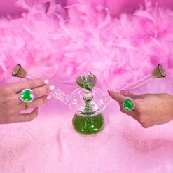 Burning Love Lovebirds Water Pipe- Green Bongs 12 Burning Love Lovebirds Water Pipe- Green Bongs