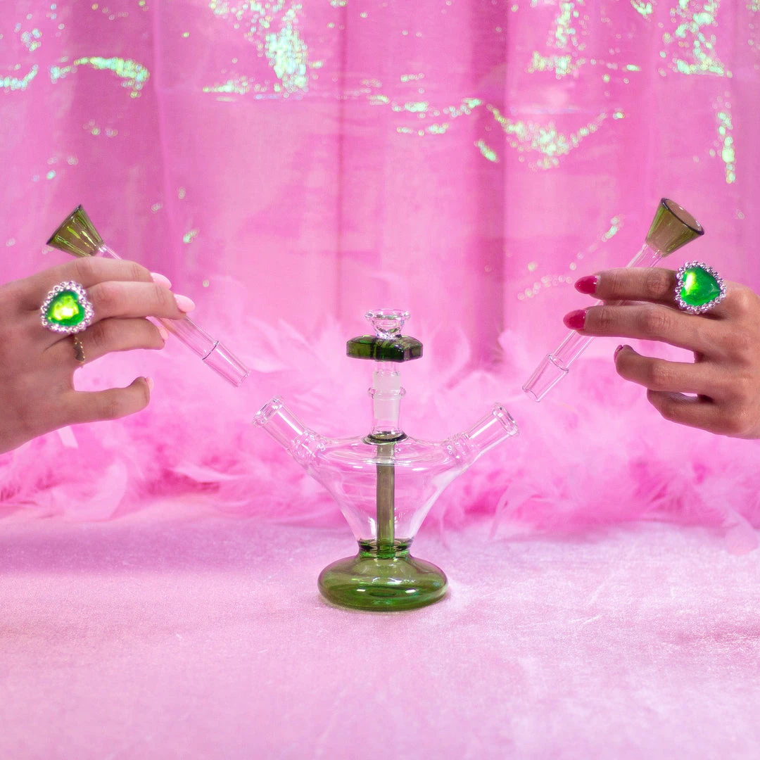 Burning Love Lovebirds Water Pipe- Green Bongs 4 Burning Love Lovebirds Water Pipe- Green Bongs