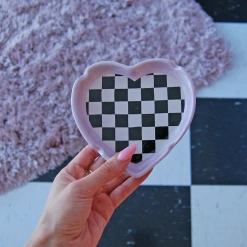 Burning Love Checkerboard Heart Ash Tray Ash Trays