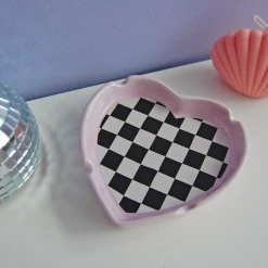 Burning Love Checkerboard Heart Ash Tray Ash Trays