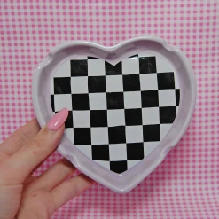 Burning Love Checkerboard Heart Ash Tray Ash Trays