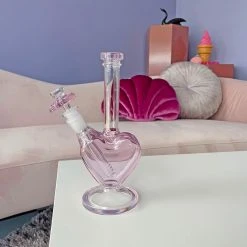 Burning Love Heart Water Pipe- Pink