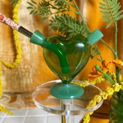 Burning Love Mini Heart Bubbler- Jade