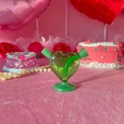 Burning Love Mini Heart Bubbler- Jade