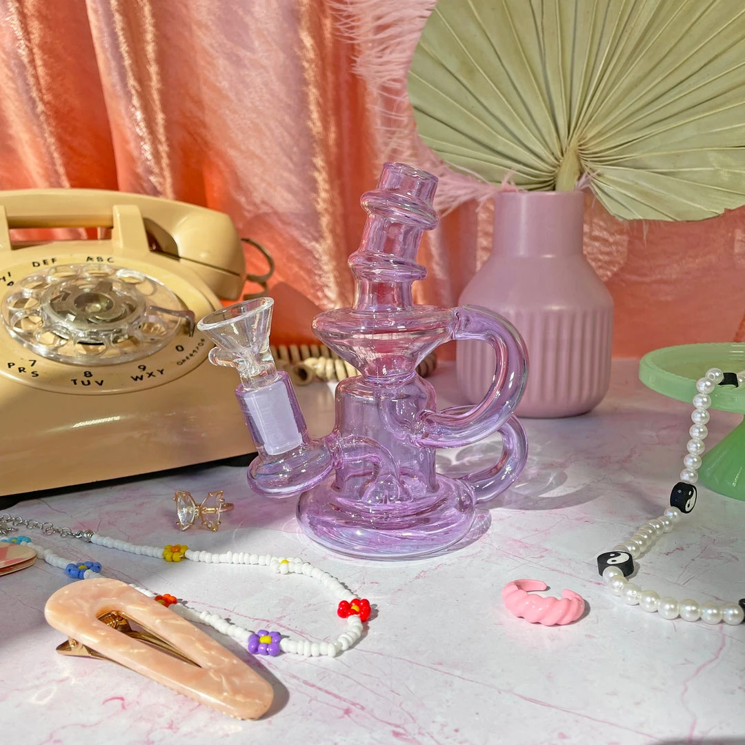 Burning Love Bongs Little Gem Recycler- Lavender 10 Burning Love Bongs Little Gem Recycler- Lavender