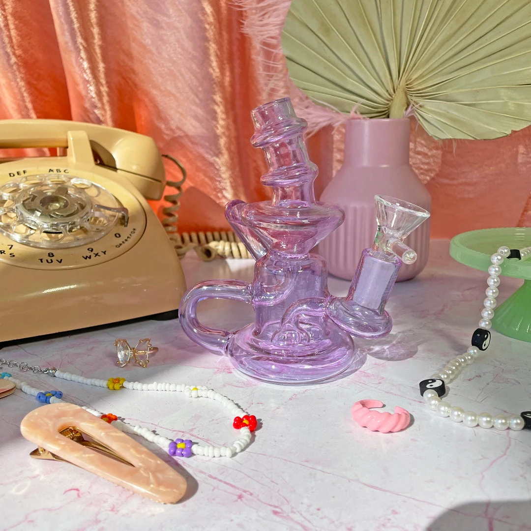 Burning Love Bongs Little Gem Recycler- Lavender 3 Burning Love Bongs Little Gem Recycler- Lavender