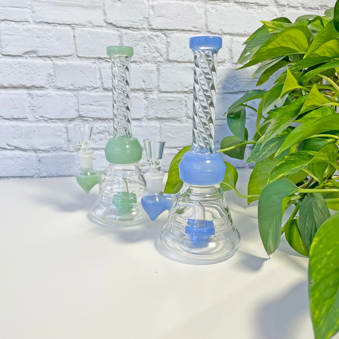 Burning Love Twirl Water Pipe- Jade Blue Bongs Burning Love Twirl Water Pipe- Jade Blue Bongs