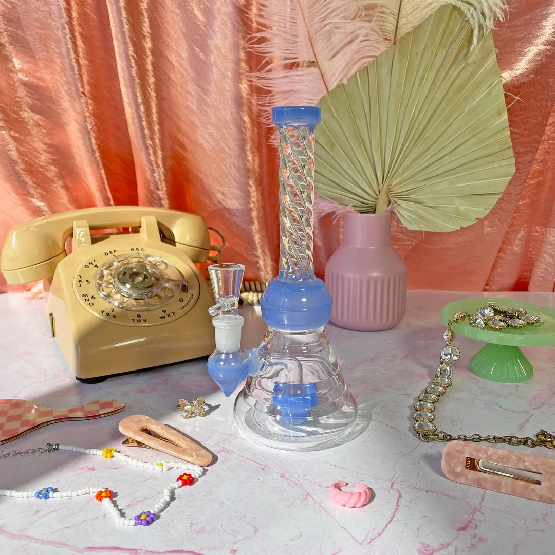 Burning Love Twirl Water Pipe- Jade Blue Bongs Burning Love Twirl Water Pipe- Jade Blue Bongs