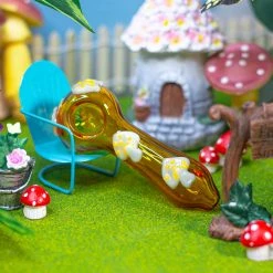 Burning Love Pipes Mushroom Bowl- Amber